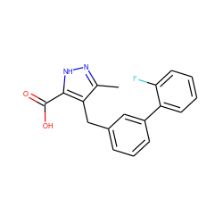 Cc1n[nH]c(C(=O)O)c1Cc1cccc(-c2ccccc2F)c1 ZINC000095557064