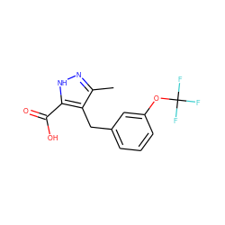 Cc1n[nH]c(C(=O)O)c1Cc1cccc(OC(F)(F)F)c1 ZINC000095556958