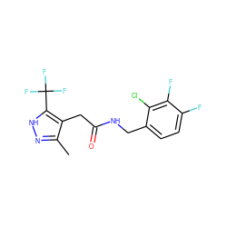 Cc1n[nH]c(C(F)(F)F)c1CC(=O)NCc1ccc(F)c(F)c1Cl ZINC000084690352