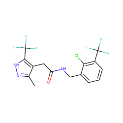 Cc1n[nH]c(C(F)(F)F)c1CC(=O)NCc1cccc(C(F)(F)F)c1Cl ZINC000043177558