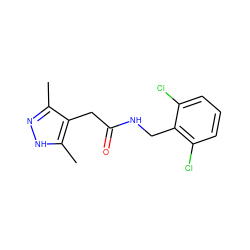 Cc1n[nH]c(C)c1CC(=O)NCc1c(Cl)cccc1Cl ZINC000084690669