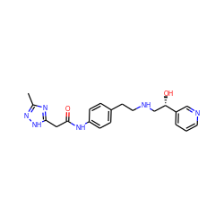 Cc1n[nH]c(CC(=O)Nc2ccc(CCNC[C@H](O)c3cccnc3)cc2)n1 ZINC000049053967