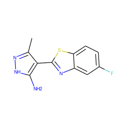 Cc1n[nH]c(N)c1-c1nc2cc(F)ccc2s1 ZINC000114397905