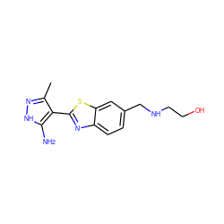 Cc1n[nH]c(N)c1-c1nc2ccc(CNCCO)cc2s1 ZINC000114400760