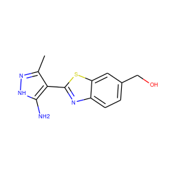 Cc1n[nH]c(N)c1-c1nc2ccc(CO)cc2s1 ZINC000114400675