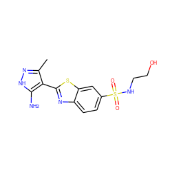 Cc1n[nH]c(N)c1-c1nc2ccc(S(=O)(=O)NCCO)cc2s1 ZINC000114398106