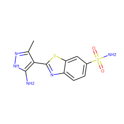 Cc1n[nH]c(N)c1-c1nc2ccc(S(N)(=O)=O)cc2s1 ZINC000114399084