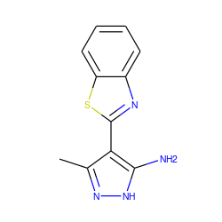 Cc1n[nH]c(N)c1-c1nc2ccccc2s1 ZINC000019721825