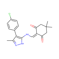 Cc1n[nH]c(NC=C2C(=O)CC(C)(C)CC2=O)c1-c1ccc(Cl)cc1 ZINC000100125647