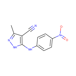 Cc1n[nH]c(Nc2ccc([N+](=O)[O-])cc2)c1C#N ZINC000013781023