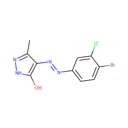 Cc1n[nH]c(O)c1N=Nc1ccc(Br)c(Cl)c1 ZINC000254016494