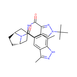 Cc1n[nH]c2c(C)cc(C(=O)N3[C@H]4CC[C@H]3CC3(Cc5cn(C(C)(C)C)nc5C(=O)N3)C4)cc12 ZINC000261181986