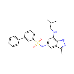 Cc1n[nH]c2c(NCC(C)C)cc(NS(=O)(=O)c3cccc(-c4ccccc4)c3)cc12 ZINC000013531423