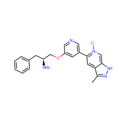 Cc1n[nH]c2c[n+]([O-])c(-c3cncc(OC[C@@H](N)Cc4ccccc4)c3)cc12 ZINC000014962190