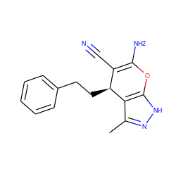 Cc1n[nH]c2c1[C@@H](CCc1ccccc1)C(C#N)=C(N)O2 ZINC000005013159