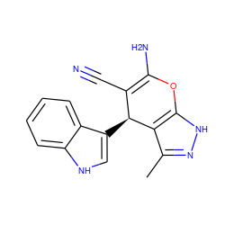 Cc1n[nH]c2c1[C@@H](c1c[nH]c3ccccc13)C(C#N)=C(N)O2 ZINC000004786128