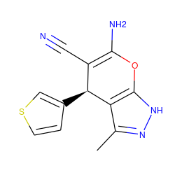 Cc1n[nH]c2c1[C@@H](c1ccsc1)C(C#N)=C(N)O2 ZINC000006664224