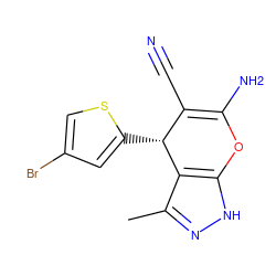 Cc1n[nH]c2c1[C@H](c1cc(Br)cs1)C(C#N)=C(N)O2 ZINC000000192639