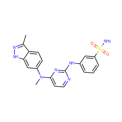 Cc1n[nH]c2cc(N(C)c3ccnc(Nc4cccc(S(N)(=O)=O)c4)n3)ccc12 ZINC000003945461