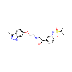 Cc1n[nH]c2cc(OCCNC[C@H](O)c3cccc(NS(=O)(=O)C(C)C)c3)ccc12 ZINC000113259026