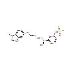 Cc1n[nH]c2cc(OCCNC[C@H](O)c3cccc(NS(C)(=O)=O)c3)ccc12 ZINC000034295072