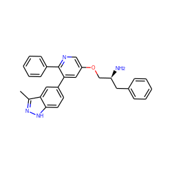 Cc1n[nH]c2ccc(-c3cc(OC[C@@H](N)Cc4ccccc4)cnc3-c3ccccc3)cc12 ZINC000013983995