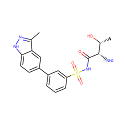 Cc1n[nH]c2ccc(-c3cccc(S(=O)(=O)NC(=O)[C@@H](N)[C@@H](C)O)c3)cc12 ZINC000095594568