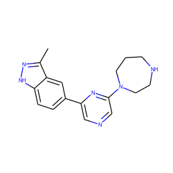 Cc1n[nH]c2ccc(-c3cncc(N4CCCNCC4)n3)cc12 ZINC000169312617