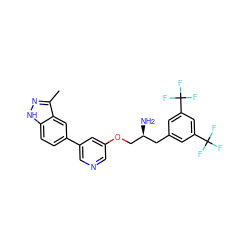 Cc1n[nH]c2ccc(-c3cncc(OC[C@@H](N)Cc4cc(C(F)(F)F)cc(C(F)(F)F)c4)c3)cc12 ZINC000014961728