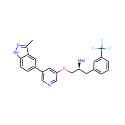 Cc1n[nH]c2ccc(-c3cncc(OC[C@@H](N)Cc4cccc(C(F)(F)F)c4)c3)cc12 ZINC000014961720