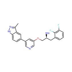Cc1n[nH]c2ccc(-c3cncc(OC[C@@H](N)Cc4cccc(F)c4F)c3)cc12 ZINC000014961615