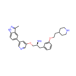 Cc1n[nH]c2ccc(-c3cncc(OC[C@@H](N)Cc4cccc(OCCC5CCNCC5)c4)c3)cc12 ZINC000014961785