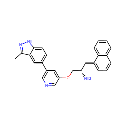 Cc1n[nH]c2ccc(-c3cncc(OC[C@@H](N)Cc4cccc5ccccc45)c3)cc12 ZINC000014957850