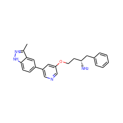 Cc1n[nH]c2ccc(-c3cncc(OCC[C@@H](N)Cc4ccccc4)c3)cc12 ZINC000014957878