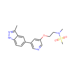 Cc1n[nH]c2ccc(-c3cncc(OCCN(C)S(C)(=O)=O)c3)cc12 ZINC000063539956