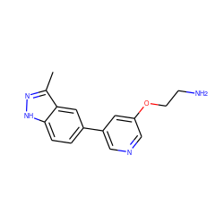 Cc1n[nH]c2ccc(-c3cncc(OCCN)c3)cc12 ZINC000063298603