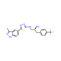 Cc1n[nH]c2ccc(-c3nnc(NC[C@@H](N)Cc4ccc(C(F)(F)F)cc4)s3)cc12 ZINC000049034010