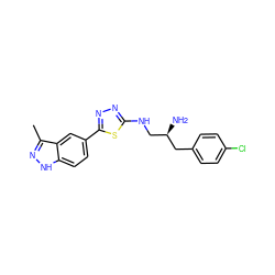 Cc1n[nH]c2ccc(-c3nnc(NC[C@@H](N)Cc4ccc(Cl)cc4)s3)cc12 ZINC000035983627