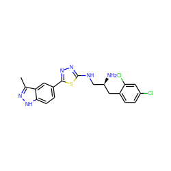 Cc1n[nH]c2ccc(-c3nnc(NC[C@@H](N)Cc4ccc(Cl)cc4Cl)s3)cc12 ZINC000049110190