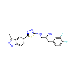 Cc1n[nH]c2ccc(-c3nnc(NC[C@@H](N)Cc4ccc(F)c(F)c4)s3)cc12 ZINC000038225322