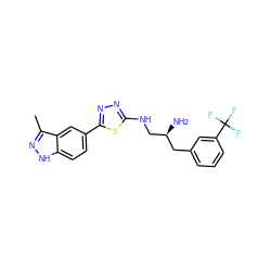 Cc1n[nH]c2ccc(-c3nnc(NC[C@@H](N)Cc4cccc(C(F)(F)F)c4)s3)cc12 ZINC000034630766