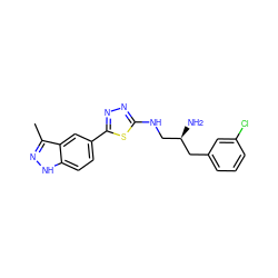 Cc1n[nH]c2ccc(-c3nnc(NC[C@@H](N)Cc4cccc(Cl)c4)s3)cc12 ZINC000049033594