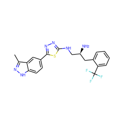 Cc1n[nH]c2ccc(-c3nnc(NC[C@@H](N)Cc4ccccc4C(F)(F)F)s3)cc12 ZINC000049089636