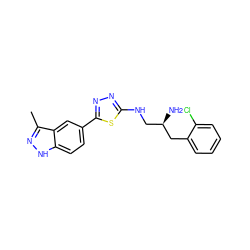 Cc1n[nH]c2ccc(-c3nnc(NC[C@@H](N)Cc4ccccc4Cl)s3)cc12 ZINC000049033462