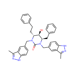 Cc1n[nH]c2ccc(CN3C(=O)N(Cc4ccc5[nH]nc(C)c5c4)[C@H](Cc4ccccc4)[C@H](O)[C@H]3CCc3ccccc3)cc12 ZINC000014943307