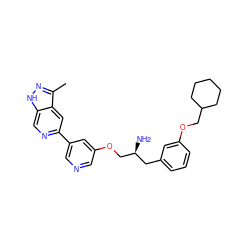 Cc1n[nH]c2cnc(-c3cncc(OC[C@@H](N)Cc4cccc(OCC5CCCCC5)c4)c3)cc12 ZINC000045289393