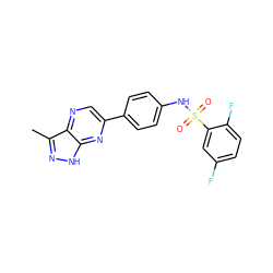 Cc1n[nH]c2nc(-c3ccc(NS(=O)(=O)c4cc(F)ccc4F)cc3)cnc12 ZINC000299839537