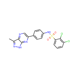 Cc1n[nH]c2nc(-c3ccc(NS(=O)(=O)c4cccc(Cl)c4Cl)cc3)cnc12 ZINC000148893795