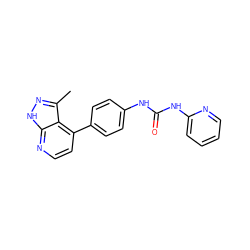 Cc1n[nH]c2nccc(-c3ccc(NC(=O)Nc4ccccn4)cc3)c12 ZINC001772641848