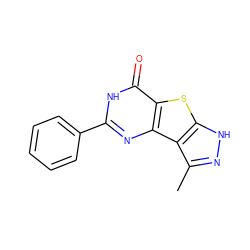 Cc1n[nH]c2sc3c(=O)[nH]c(-c4ccccc4)nc3c12 ZINC000042963539